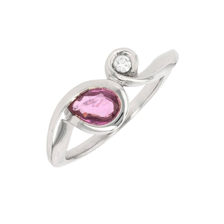 Bague saphir 0.53 carat et diamant 0.06 carat or blanc 3.96g Comme neuf -  reconditionné disponible sur Gemme Les Bijoux